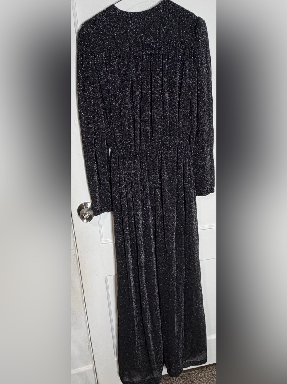Puszta Vintage Black Silver Lurex Sparkle Maxi Dress Infinity Scarf Party Event‎ - Picture 5 of 7